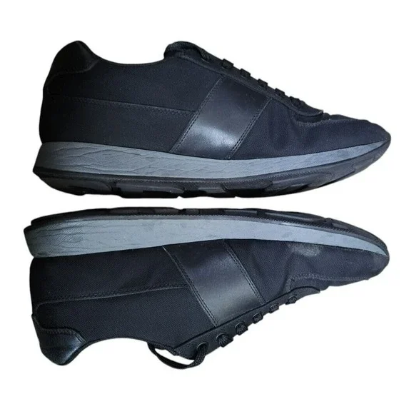 Prada Sneakers Match Race Shoes Men's US 8 UK 7 Black Leather 4E3341 - Picture 5 of 9